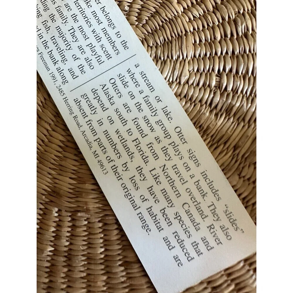 Vintage River Otter Wildlife Bookmark – Carl Freeman Nature Series